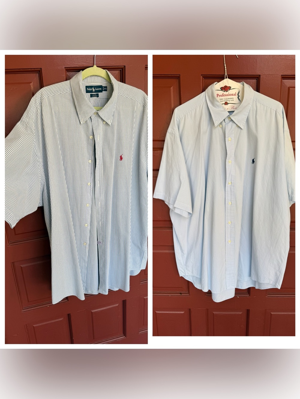 Sets 2 Ralph Lauren Light Blue Men’s Short-Sleeve Button-Down striped Shirt